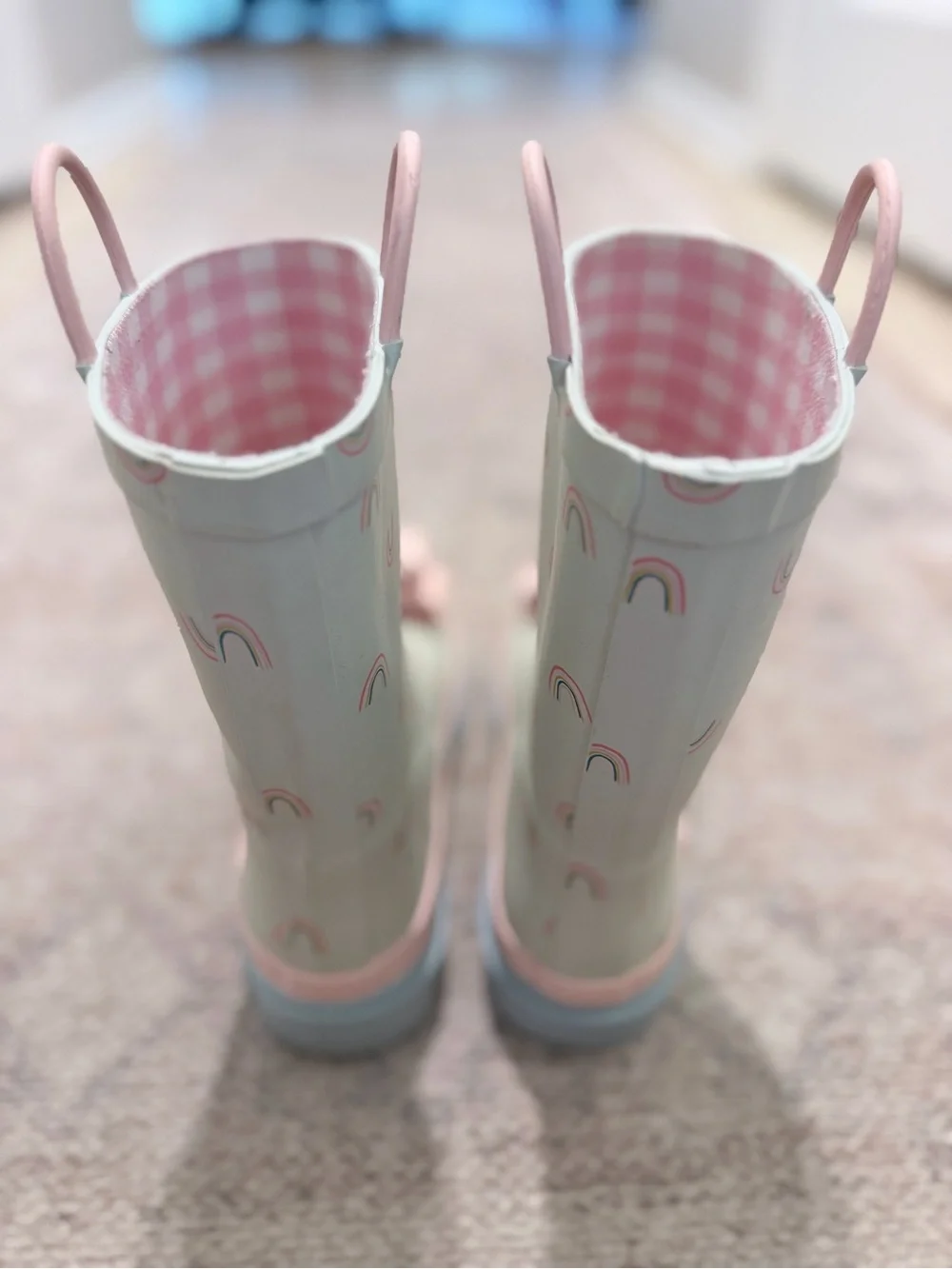 Sweet Honey Rain Boots Over the Rainbow Mint Green Pink Bow Toddler Size 2